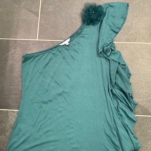 Teal one sleeve top